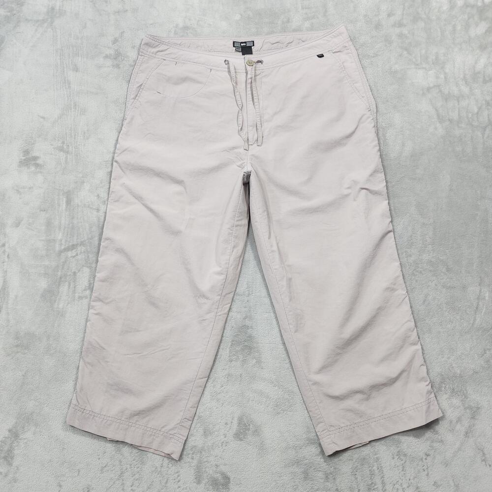 REI Pants Womens 14 Beige Nylon Stretch Capri Crop Quick Dry UPF 50+ Hiking